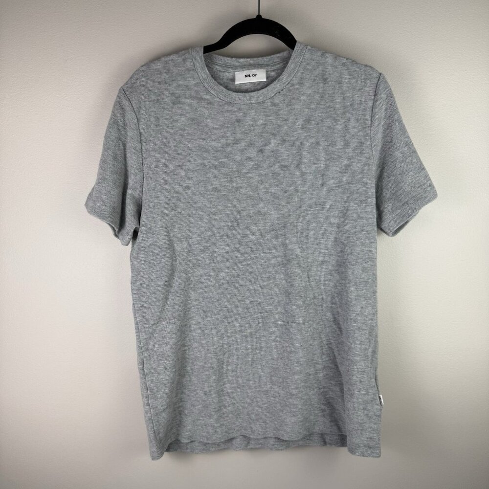 NN07 Men’s Clive T Shirt Medium Gray Waffle Knit Minimalist Scandinavian Tee